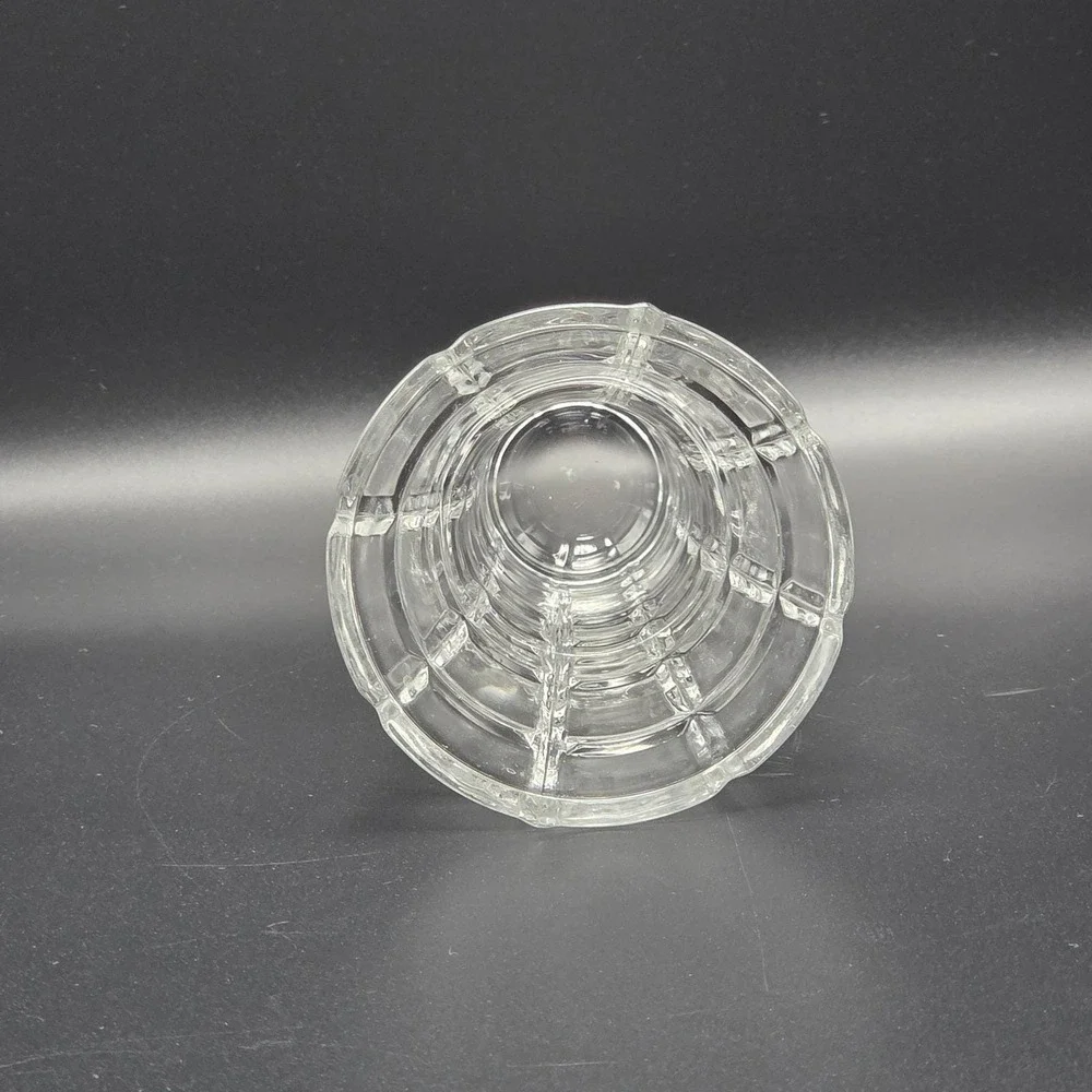 Vintage Clear Glass Bud Vase Faceted Geometric Block 4.7